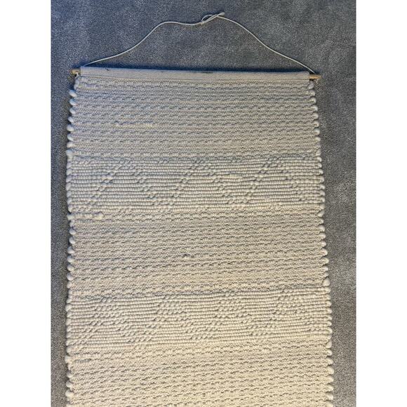 Large Handwoven Tapestry w/ Fringe Home Decor Boho Farmhouse Morracan Cream Gold - Picture 8 of 9